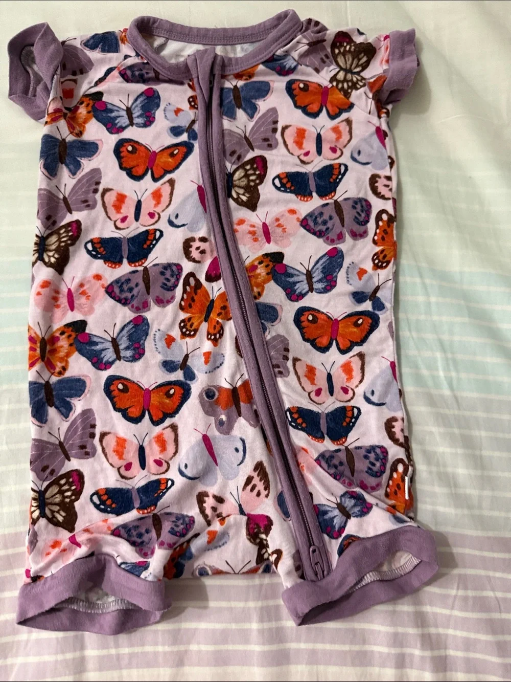Little Sleepies Purple Butterfly Zip Romper Pajamas